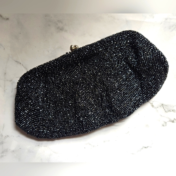 Walborg, Vintage Black Seeded Bead Clutch - Picture 4 of 6